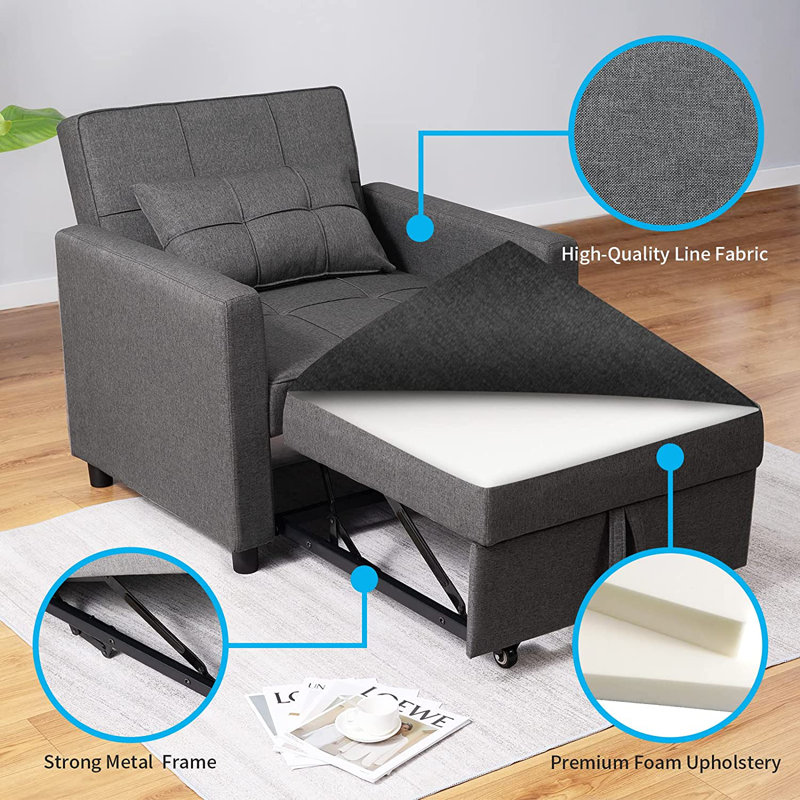 Ebern Designs Culliton Twin 36.4'' Upholstered Sewn Pillow Back Futon